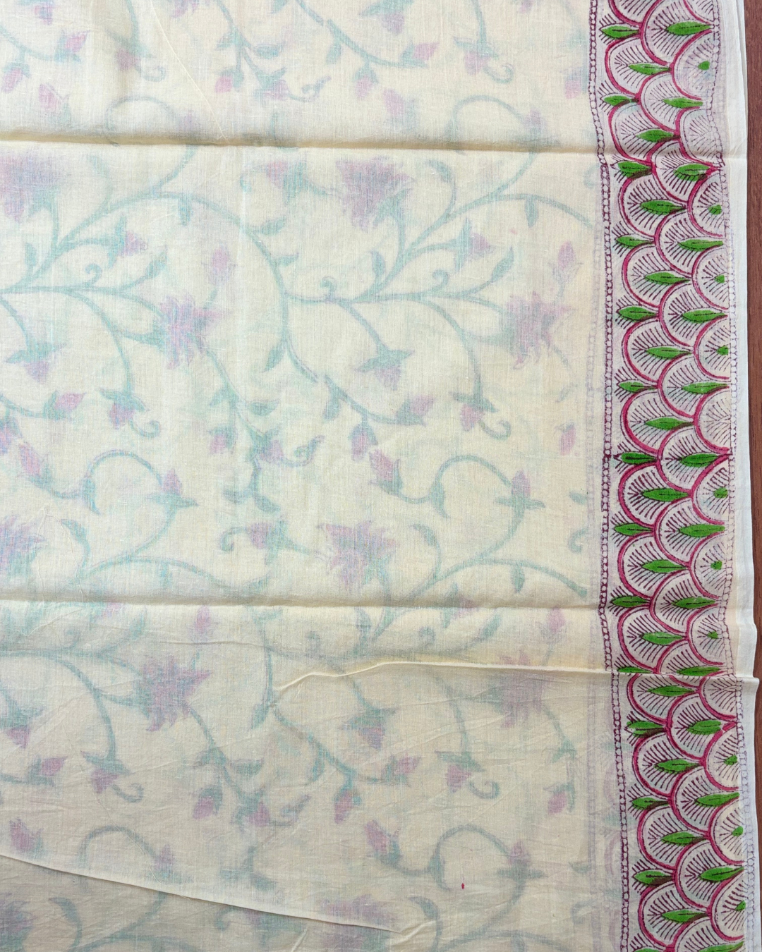 Floral Block Printed Cotton Saree