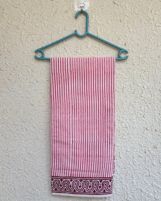 Pink Stripe Cotton Saree