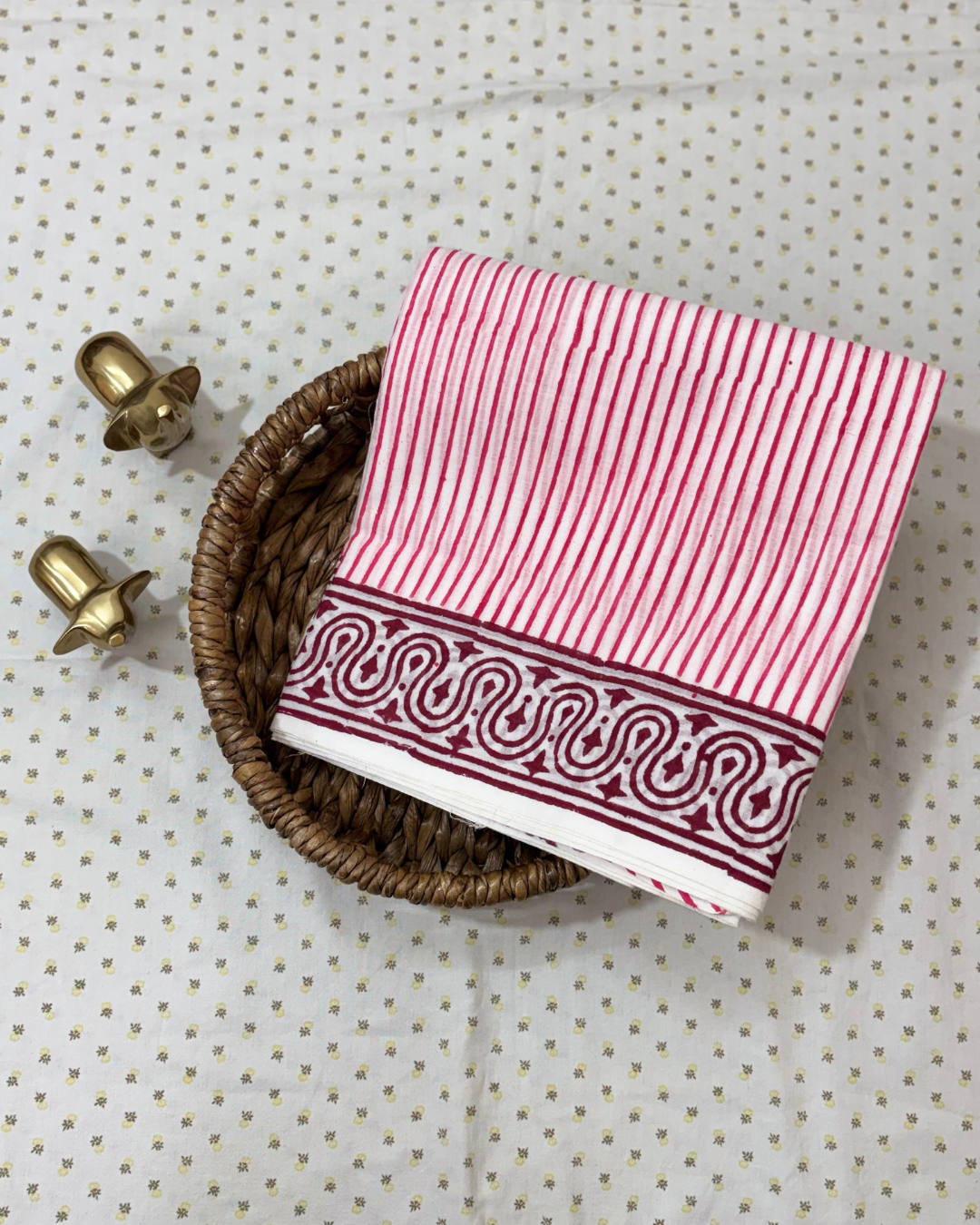 Pink Stripe Cotton Saree