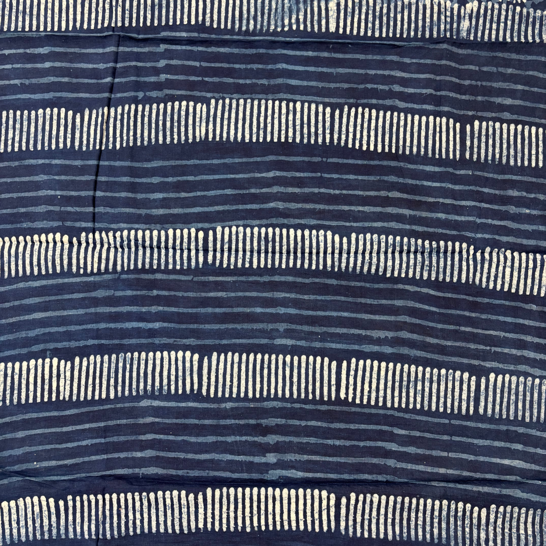 Indigo Hand Block Printed Cotton Saree