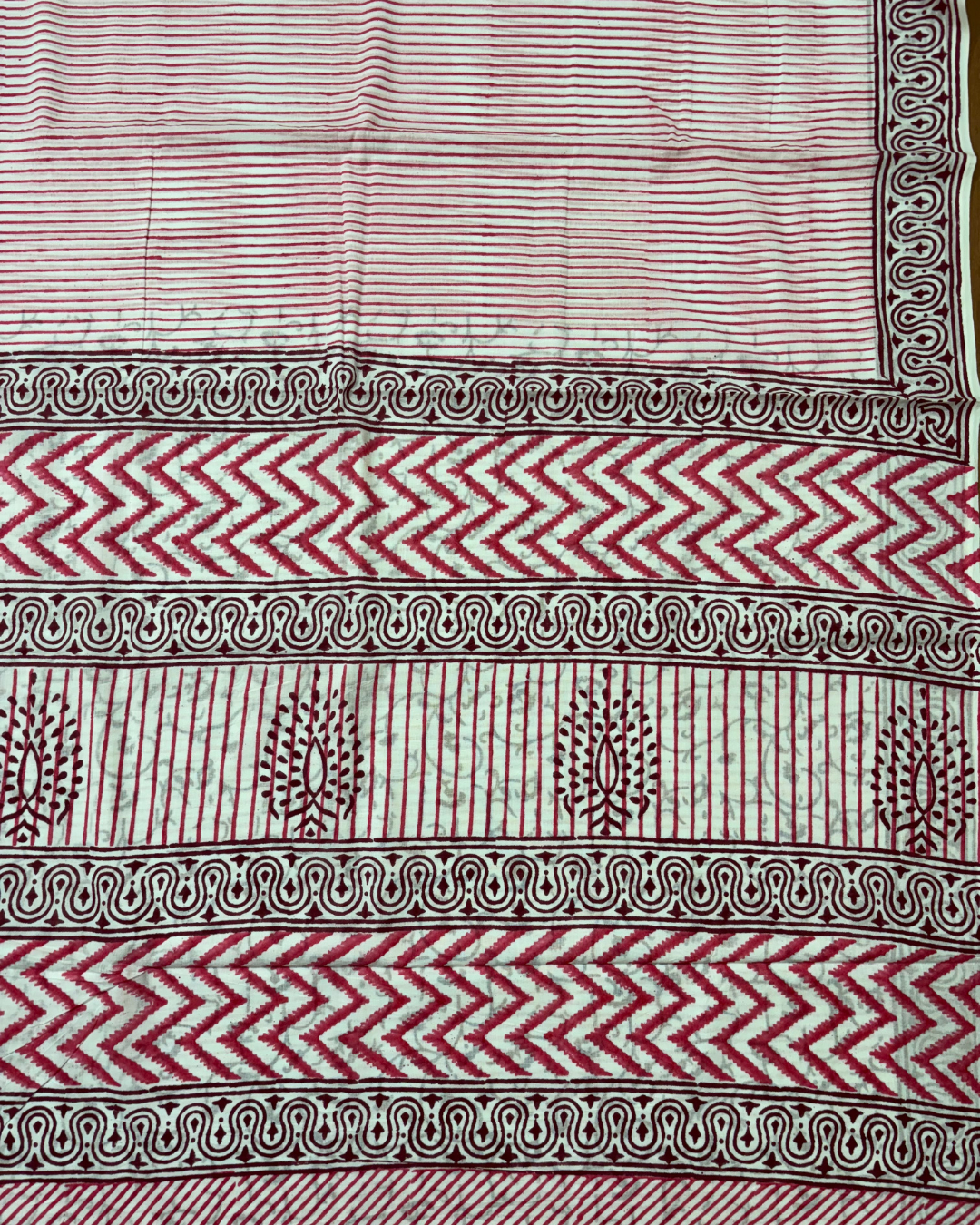 Pink Stripe Cotton Saree