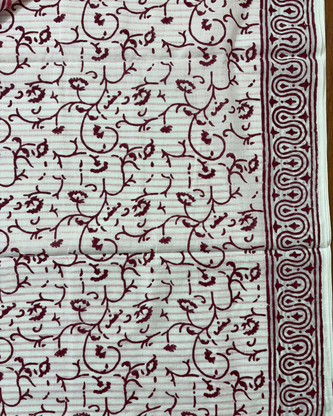 Pink Stripe Cotton Saree