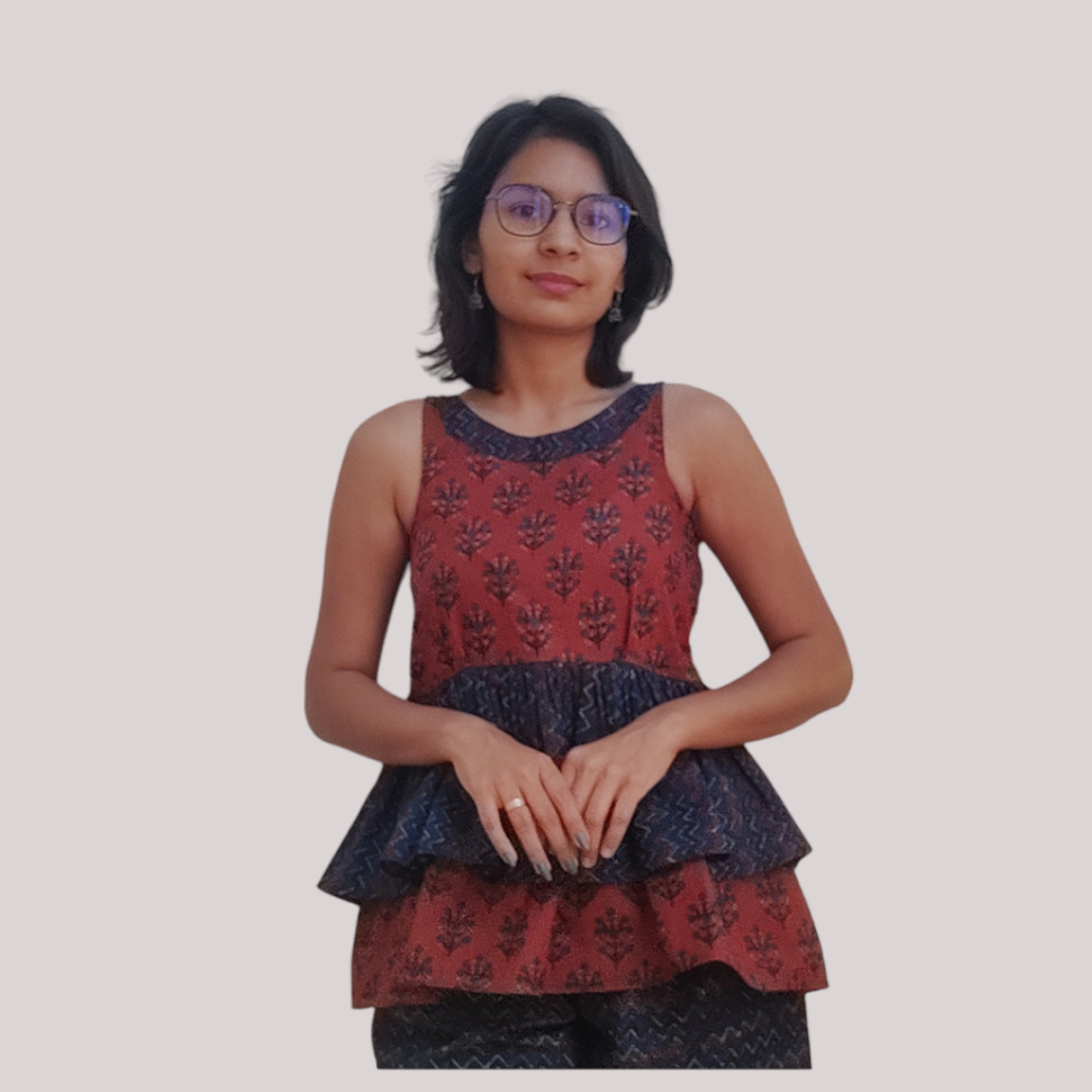 Red and Blue printed top