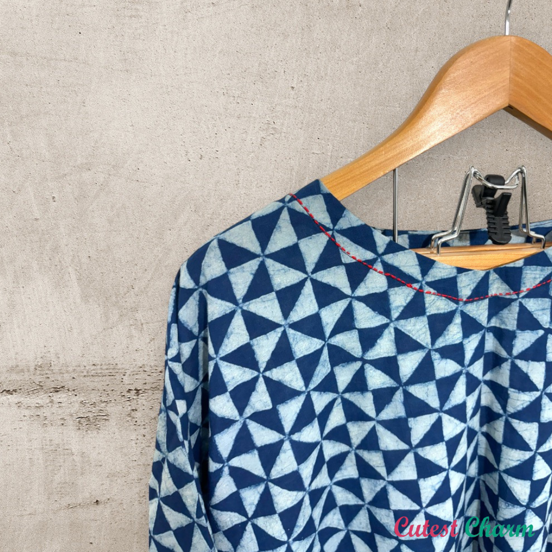 Blue indigo printed Tunic Top