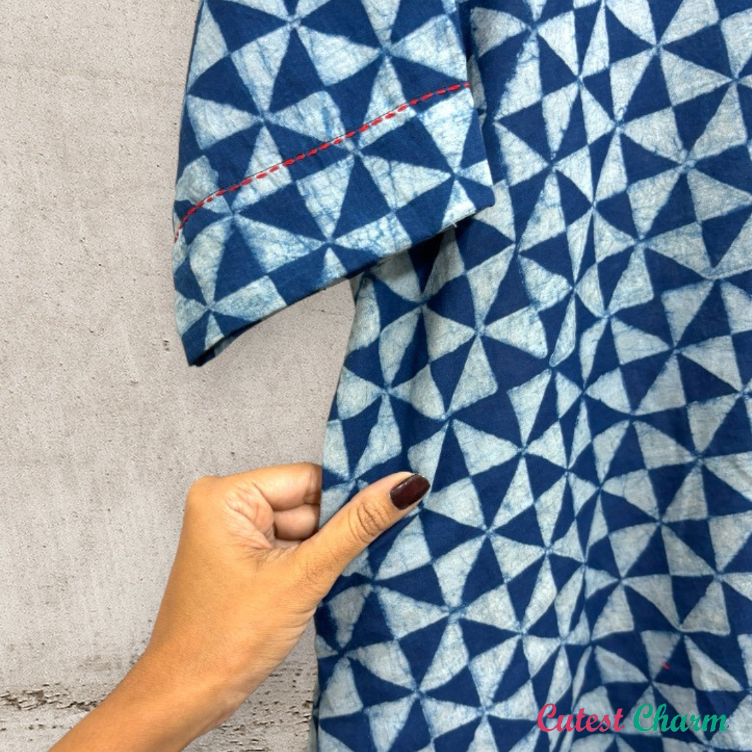 Blue indigo printed Tunic Top