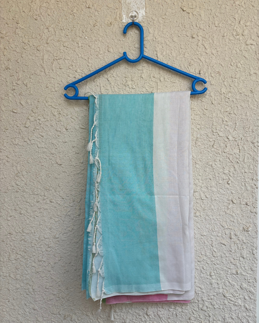 Cotton Khadi Candy Stripe Saree