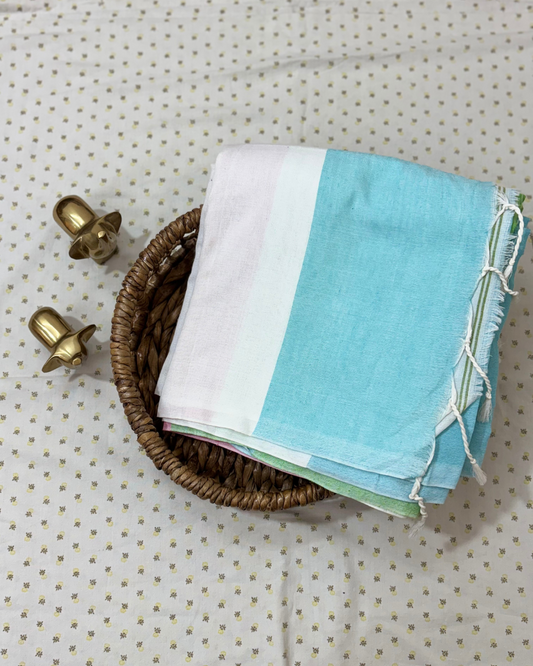 Cotton Khadi Candy Stripe Saree