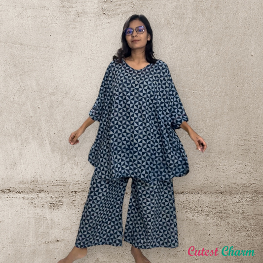 Blue indigo printed Tunic Top