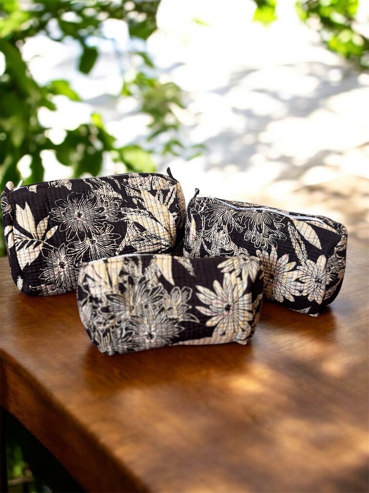 Block printed pouch set of 3