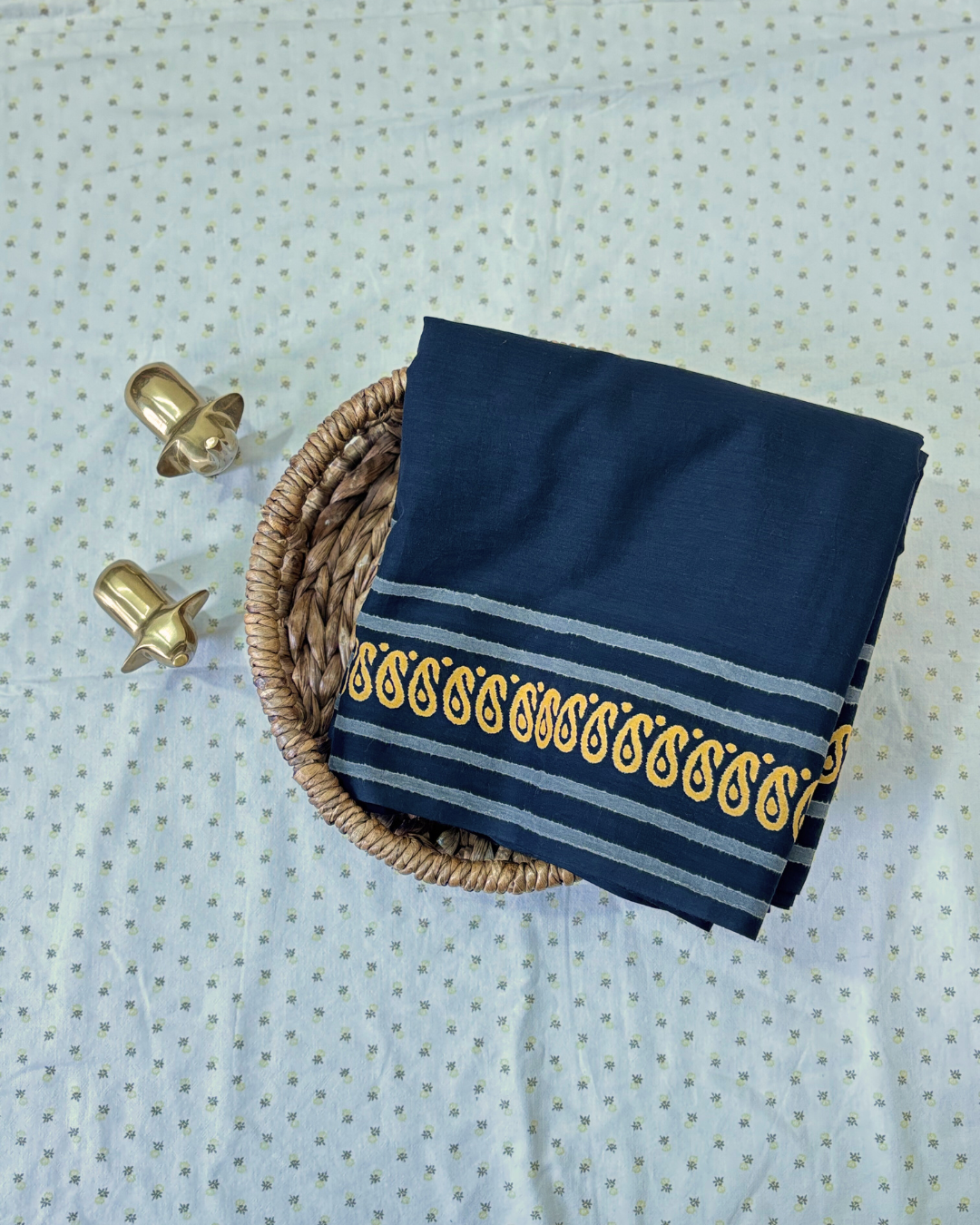 Classic Black Mul Cotton Saree with Mustard Border