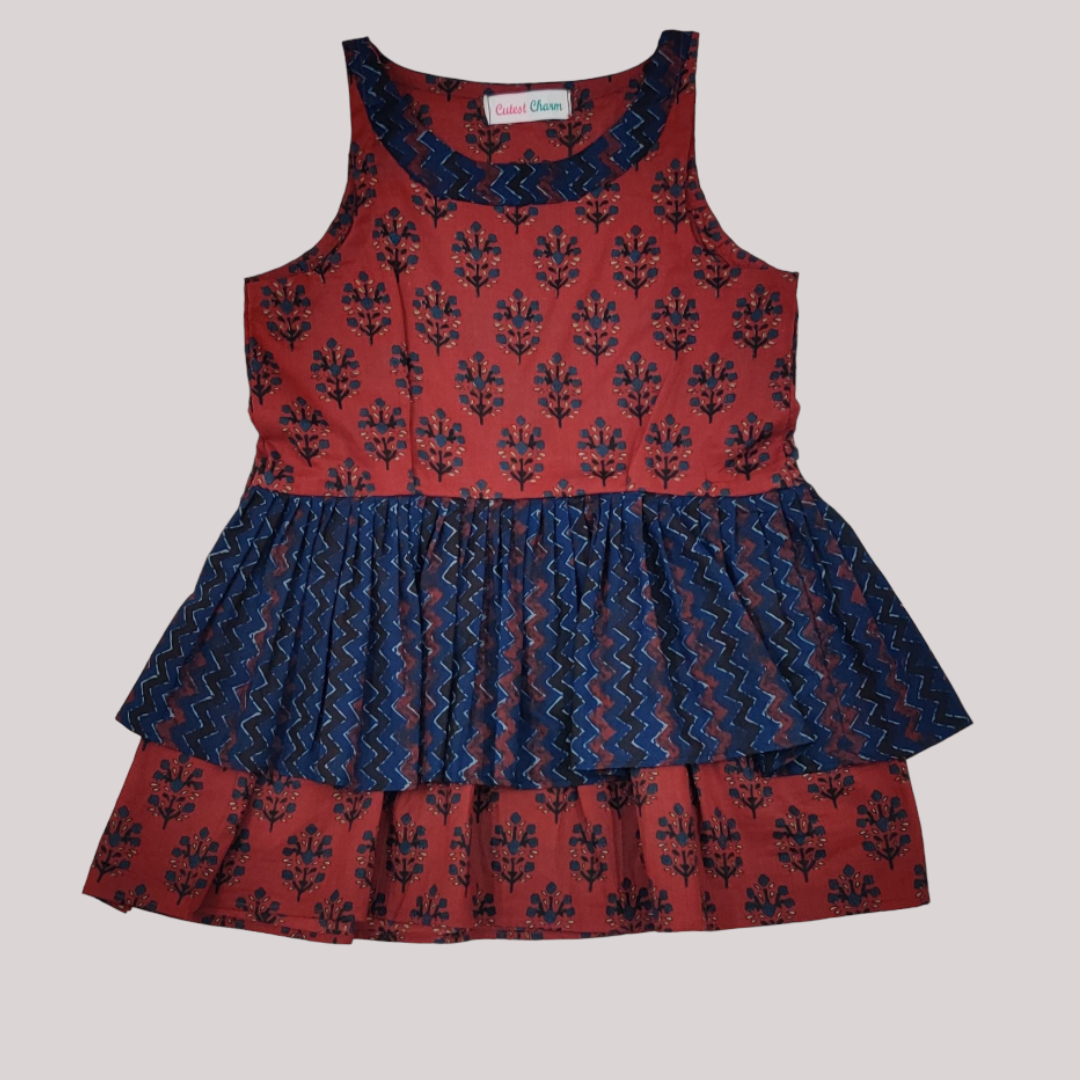Red and Blue printed top