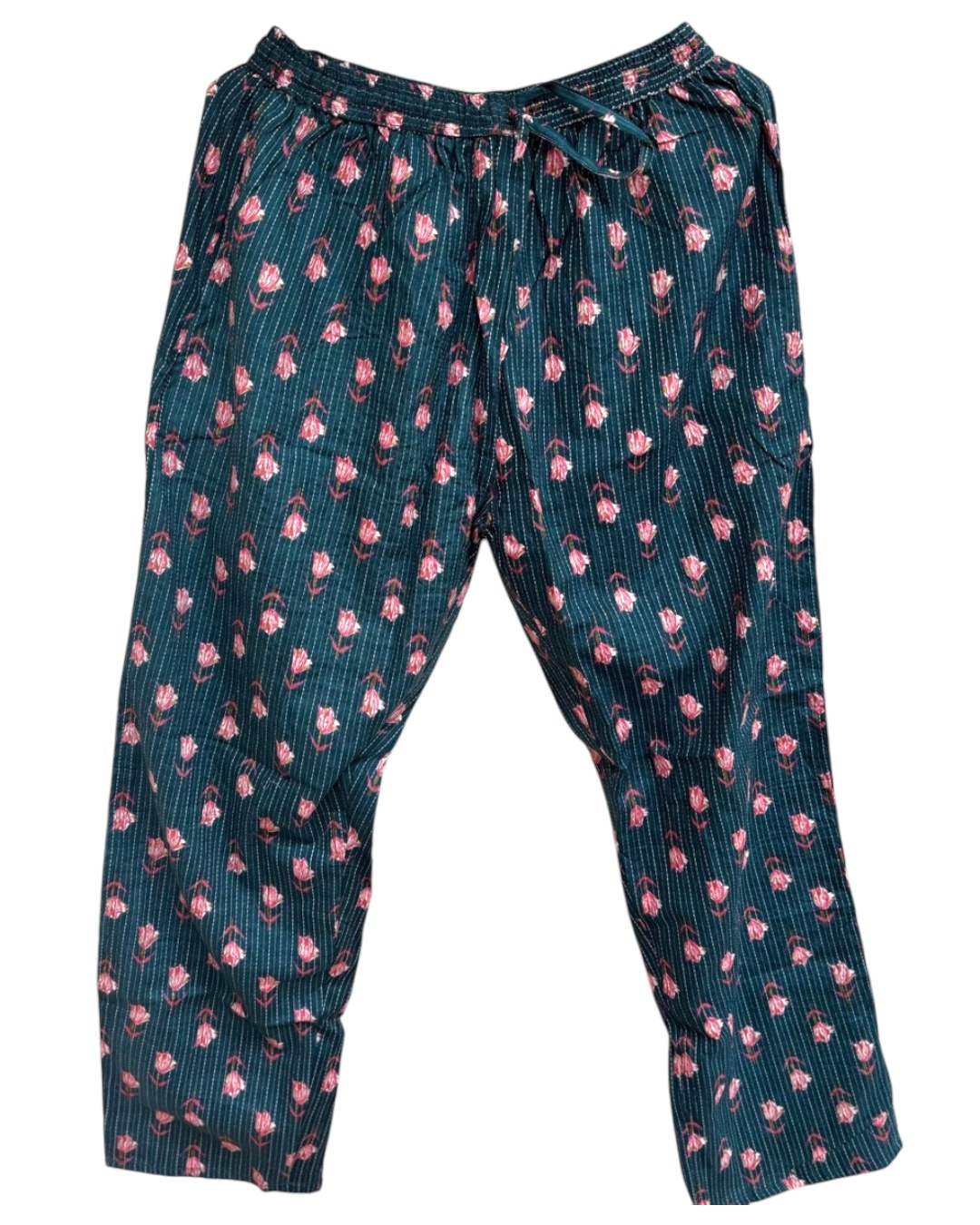 Mint Floral Kantha Printed Kaftan Set