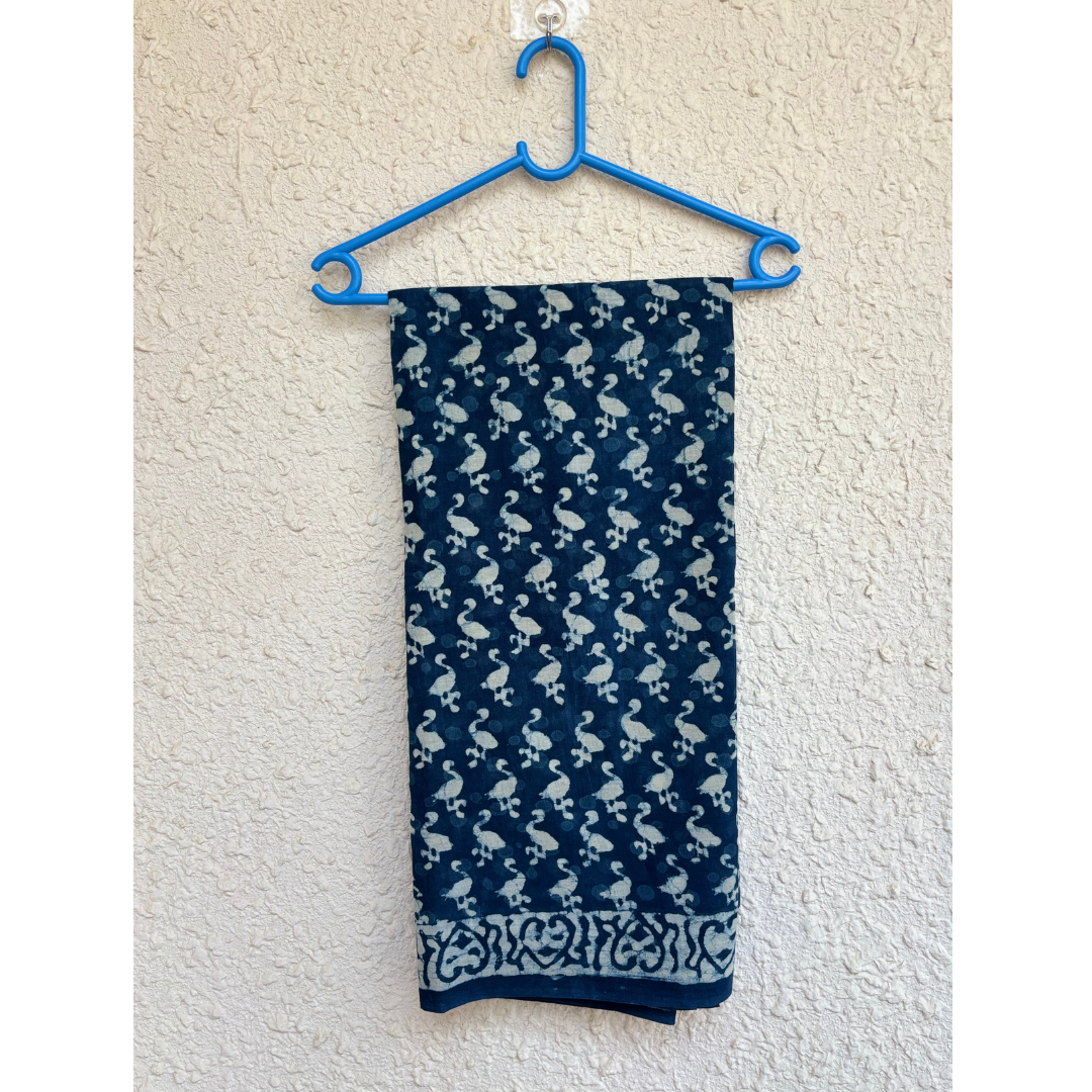 Indigo Duck Printed Cotton Saree