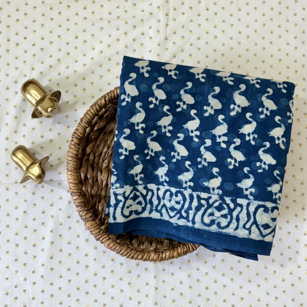 Indigo Duck Printed Cotton Saree