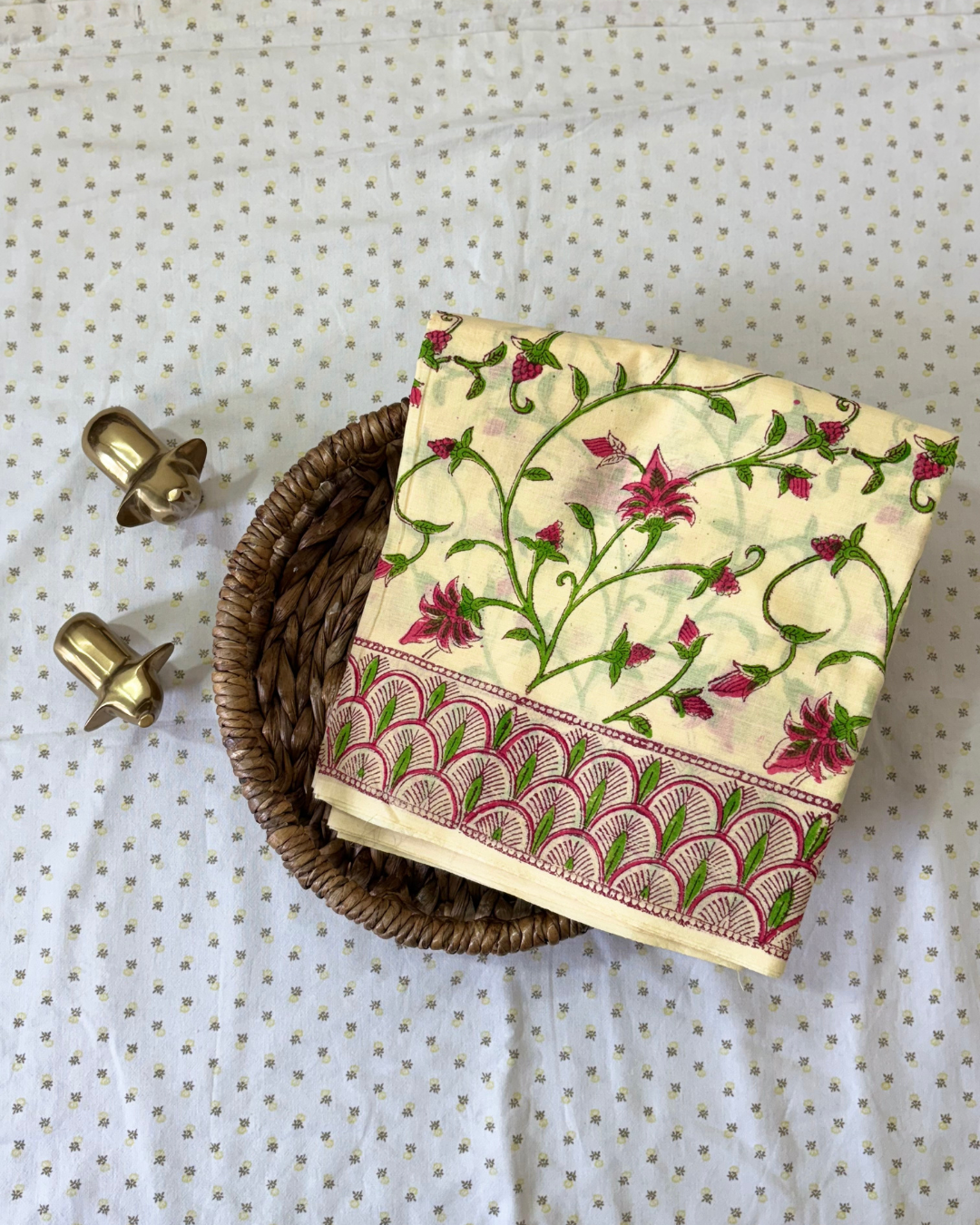 Floral Block Printed Cotton Saree