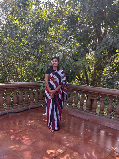Geometric Batik Cotton Saree