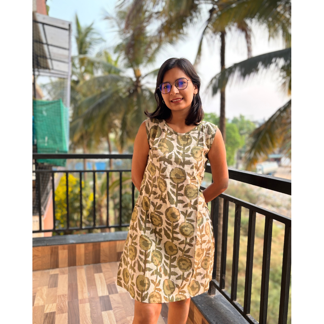 Olive Floral Dress