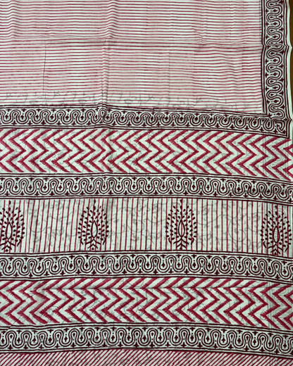 Pink Stripe Cotton Saree