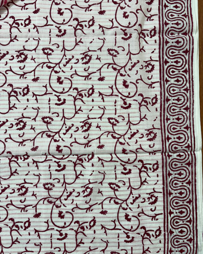 Pink Stripe Cotton Saree