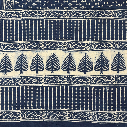 Indigo Hand Block Printed Cotton Saree