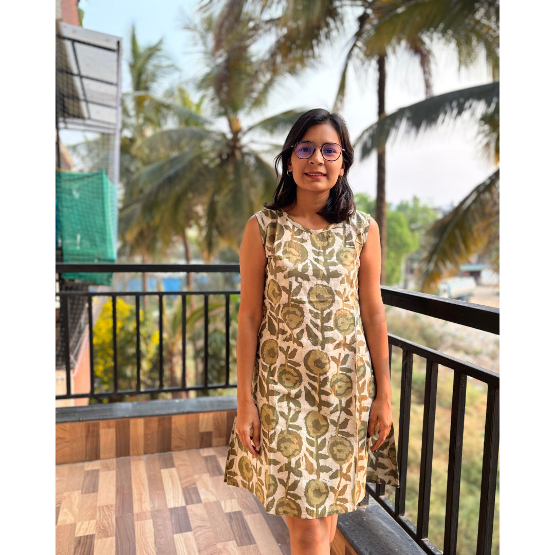 Olive Floral Dress