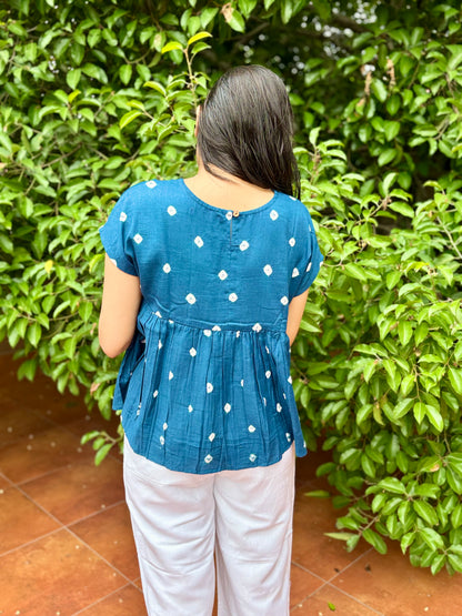 Leher  Bandhani cotton peplum top