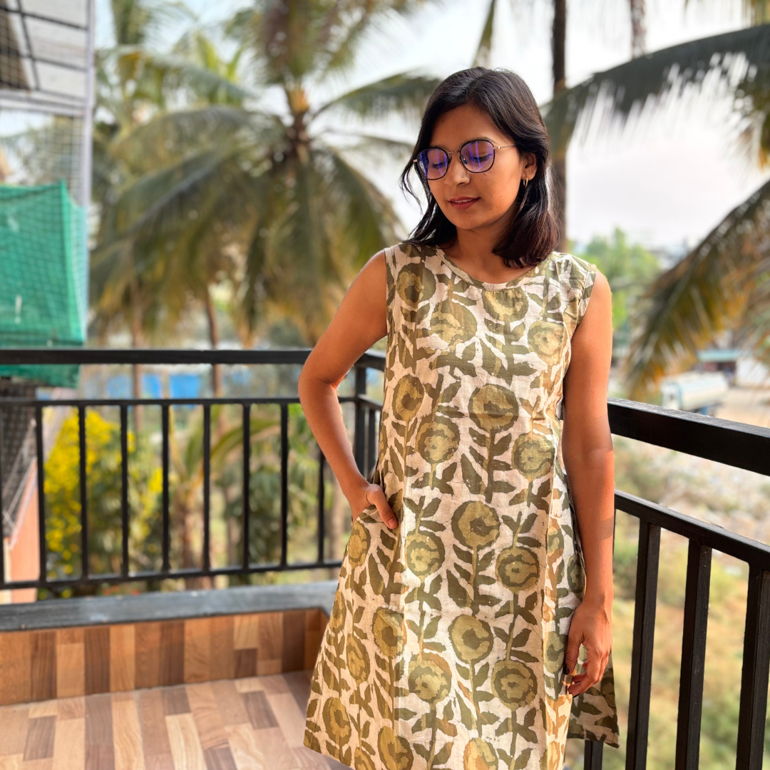 Olive Floral Dress