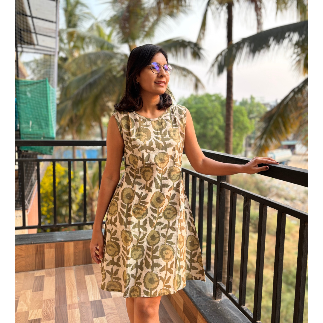 Olive Floral Dress