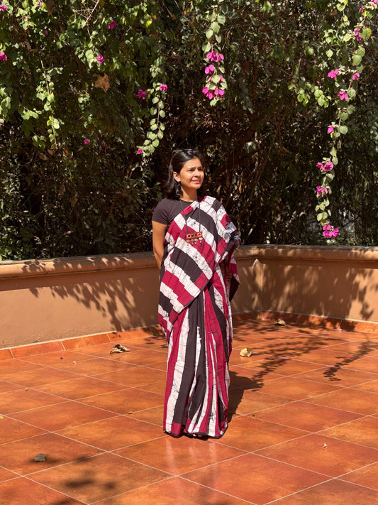 Geometric Batik Cotton Saree